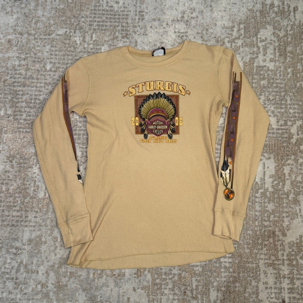 Harley Davidson 2006 Sturgis Thermal 66th Black Hills Rally Waffle Knit Shirt
